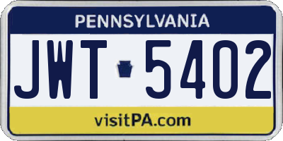 PA license plate JWT5402