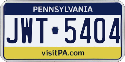 PA license plate JWT5404