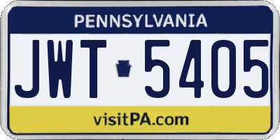 PA license plate JWT5405