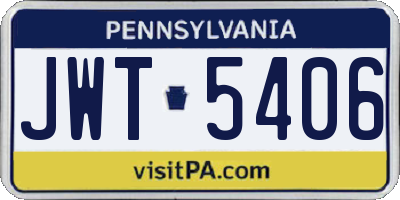 PA license plate JWT5406