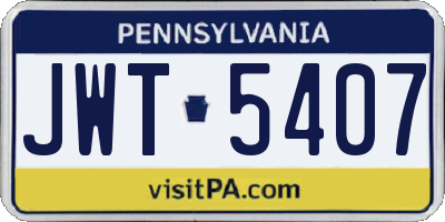 PA license plate JWT5407