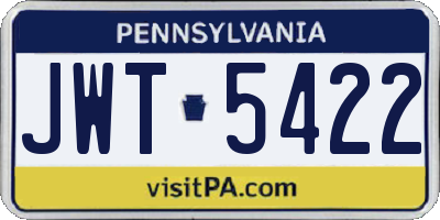 PA license plate JWT5422