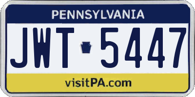 PA license plate JWT5447