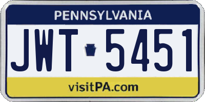 PA license plate JWT5451
