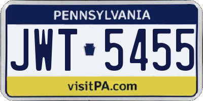 PA license plate JWT5455