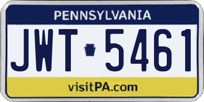 PA license plate JWT5461