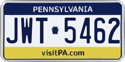 PA license plate JWT5462