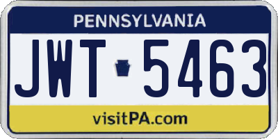 PA license plate JWT5463