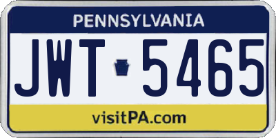 PA license plate JWT5465
