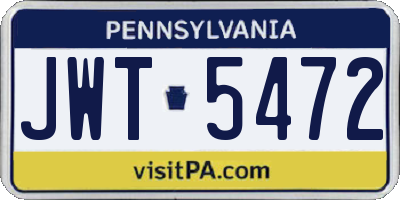 PA license plate JWT5472
