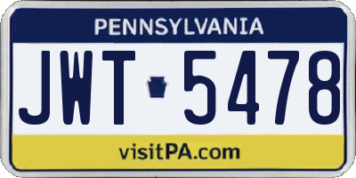 PA license plate JWT5478
