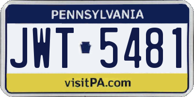PA license plate JWT5481