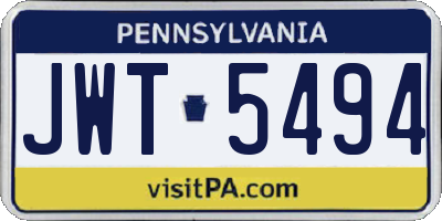 PA license plate JWT5494