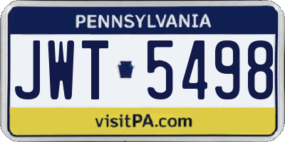 PA license plate JWT5498