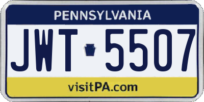 PA license plate JWT5507