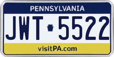 PA license plate JWT5522