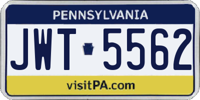 PA license plate JWT5562