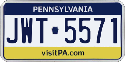 PA license plate JWT5571