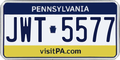 PA license plate JWT5577