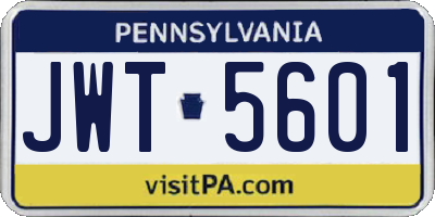 PA license plate JWT5601