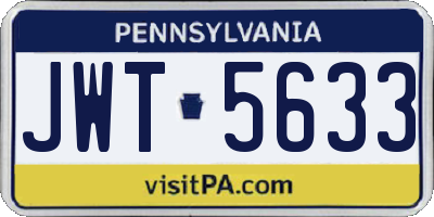 PA license plate JWT5633