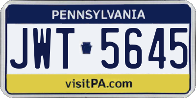 PA license plate JWT5645