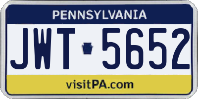 PA license plate JWT5652