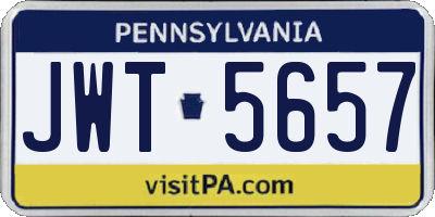 PA license plate JWT5657