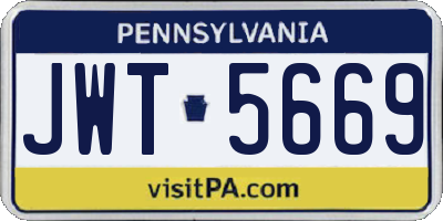PA license plate JWT5669