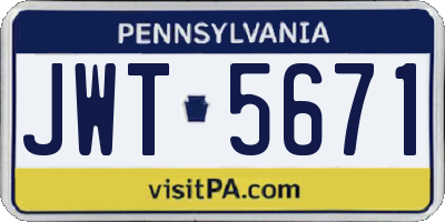 PA license plate JWT5671