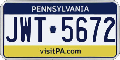 PA license plate JWT5672