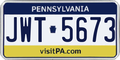 PA license plate JWT5673