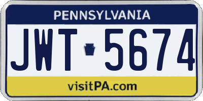 PA license plate JWT5674