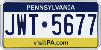 PA license plate JWT5677