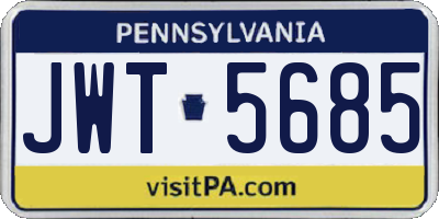 PA license plate JWT5685