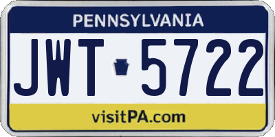 PA license plate JWT5722