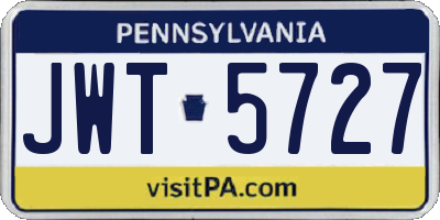 PA license plate JWT5727