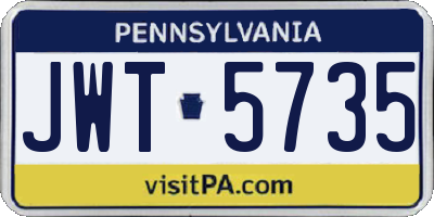 PA license plate JWT5735
