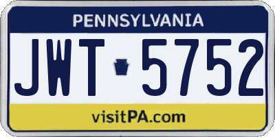 PA license plate JWT5752