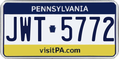 PA license plate JWT5772