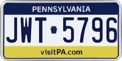 PA license plate JWT5796