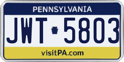 PA license plate JWT5803
