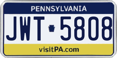 PA license plate JWT5808