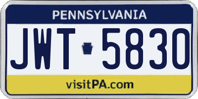 PA license plate JWT5830