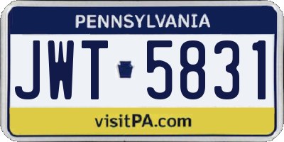 PA license plate JWT5831