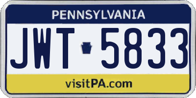 PA license plate JWT5833