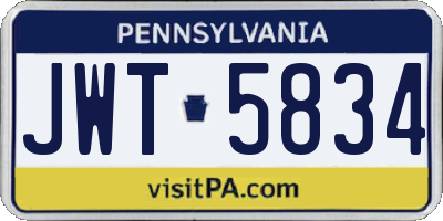 PA license plate JWT5834
