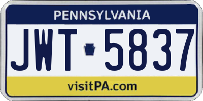 PA license plate JWT5837