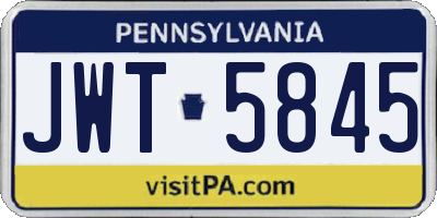 PA license plate JWT5845