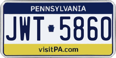 PA license plate JWT5860